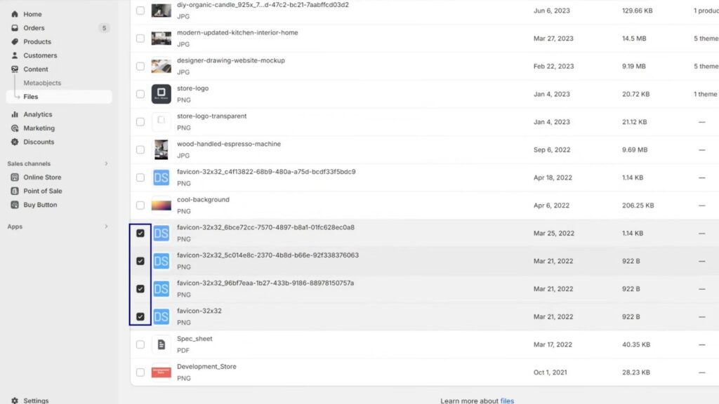 Delete a File on Shopify Store